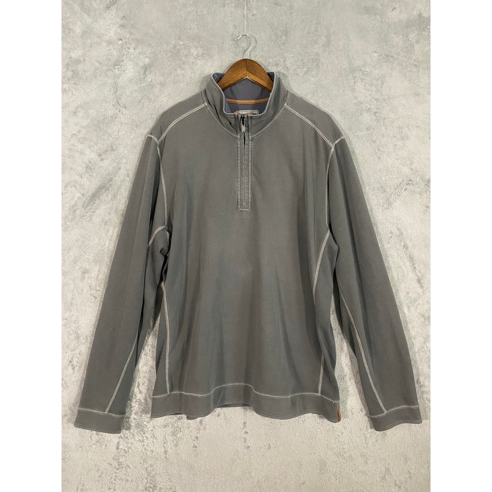 Tommy Bahama Pullover XXL Gray 1/4 Zip Contrast Stitch‎ Stretch Layer Outdoors
